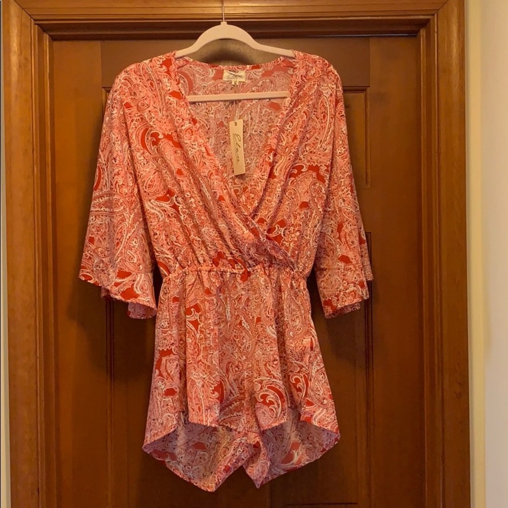 NWT - Elan 3/4 sleeve paisley romper